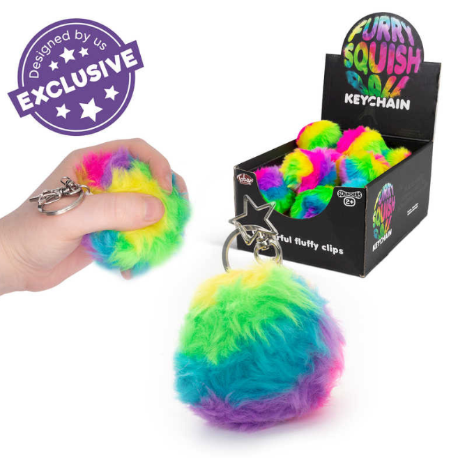 Furry Squish Ball Keychain